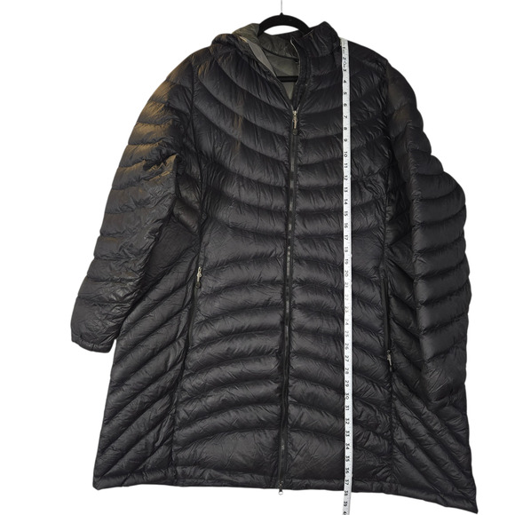 L.L. Bean Womens 3X + Puffer Coat Hood Black Down Long Packable Water Repellent - Picture 5 of 10